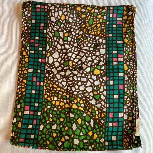 Vintage Saks Fifth Avenue Silk Made in Switzerland Stained Glass Motif Scarf - Picture 7 of 13